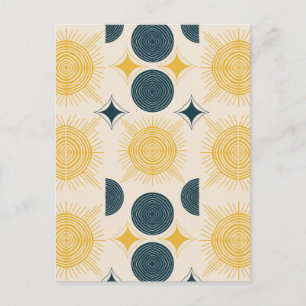 Cartão Postal Padrão de Sol e Lua Boho Celestial