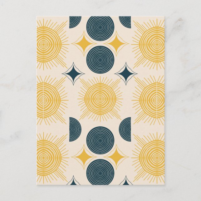Cartão Postal Padrão de Sol e Lua Boho Celestial (Frente)