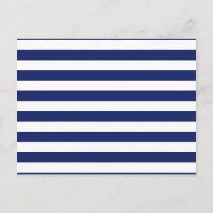 Cartão Postal Padrão de Stripe marinho Azul e Branco