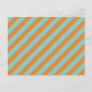 Cartão Postal Padrão de Stripes Diagonais Azul e Laranja Divers