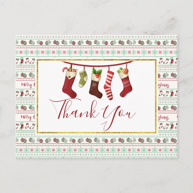 Cartão Postal Padrão de Suéter Feio de Natal (Frente)