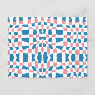 Cartão Postal Padrão de tecelagem rosa e azul