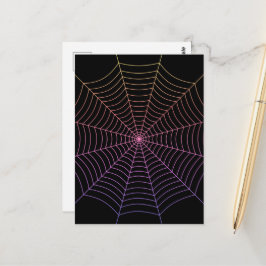 Cartão Postal Padrão de teia de aranha preto roxo laranja Hallow
