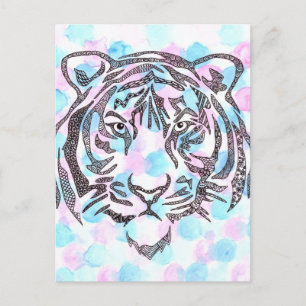 Cartão Postal Padrão de Tesselação de Tigre