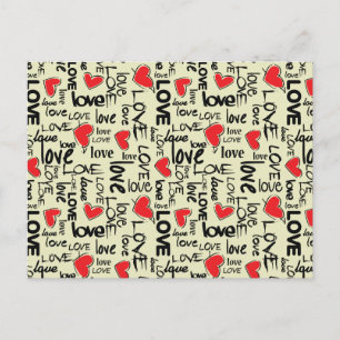 Cartão Postal Padrão de tipografia de amor Grunge Y2K