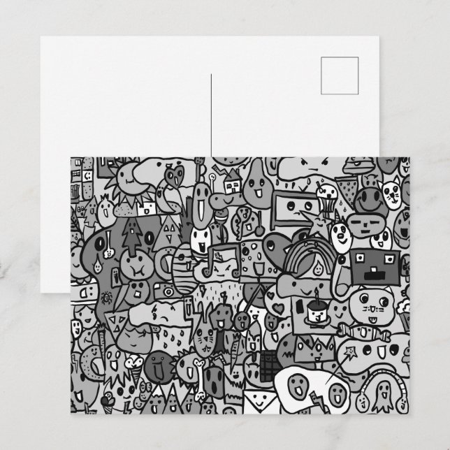 Cartão Postal Padrão de Tosse Desenhada na Mão do personagem de  (Frente/Verso)