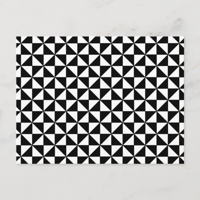 Cartão Postal Padrão de triângulos preto e branco (Frente)