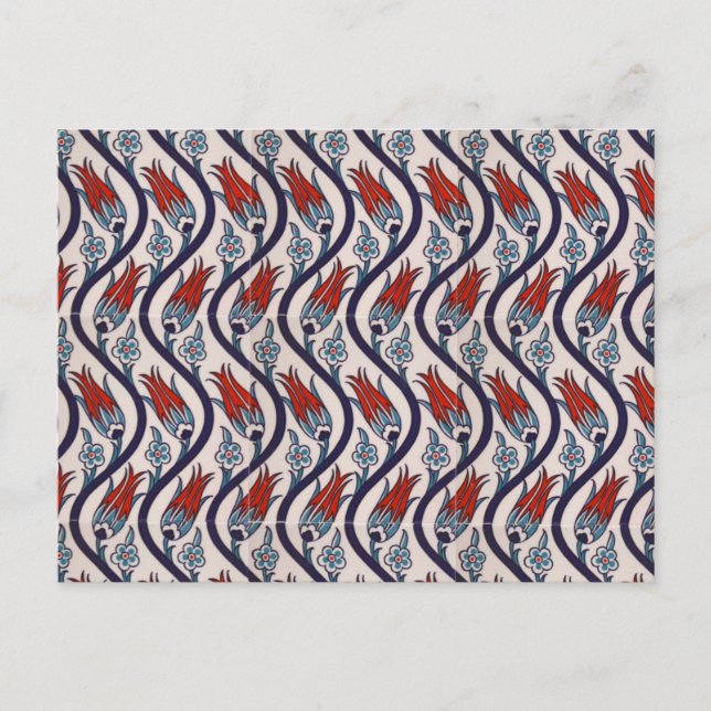 Cartão Postal Padrão de Tulipas Ottomans / Arte de Azulejo (Frente)