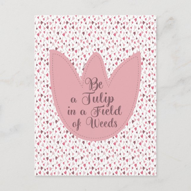 Cartão Postal Padrão de Tulipas Rosa Simples Doce - Todas as dir (Frente)