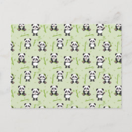 Cartão Postal Padrão de Urso Panda Fofo Bambu Animais Kawaii
