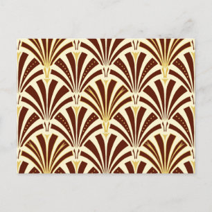 Cartão Postal Padrão de ventoinha Art Deco - chocolate em creme