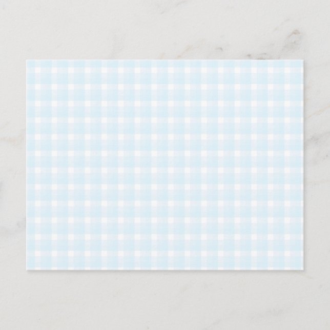 Cartão Postal Padrão de verificação de Gingham. Azul pálido e br (Frente)