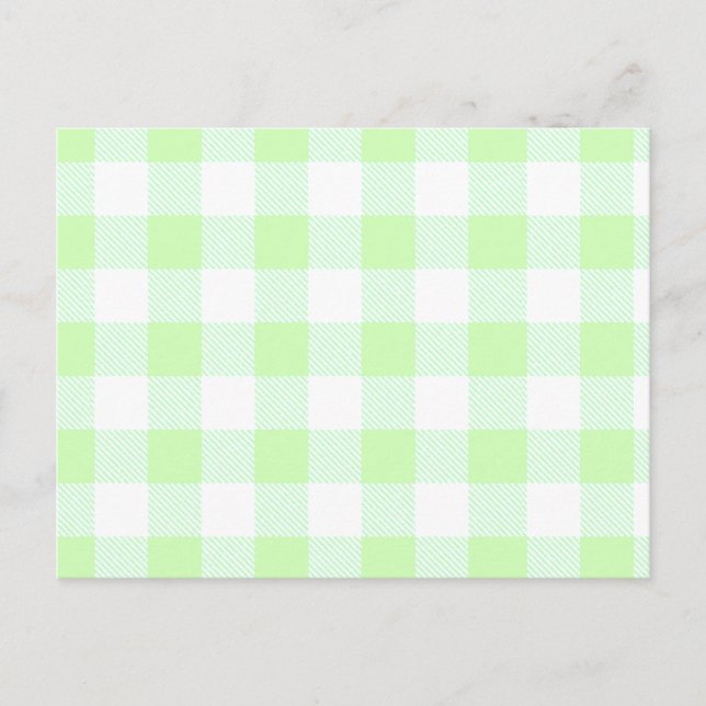 Cartão Postal Padrão de Verificação de Gingham Verde Claro (Frente)