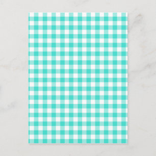 Cartão Postal Padrão de Verificação de Turquesa e Gingham Bra