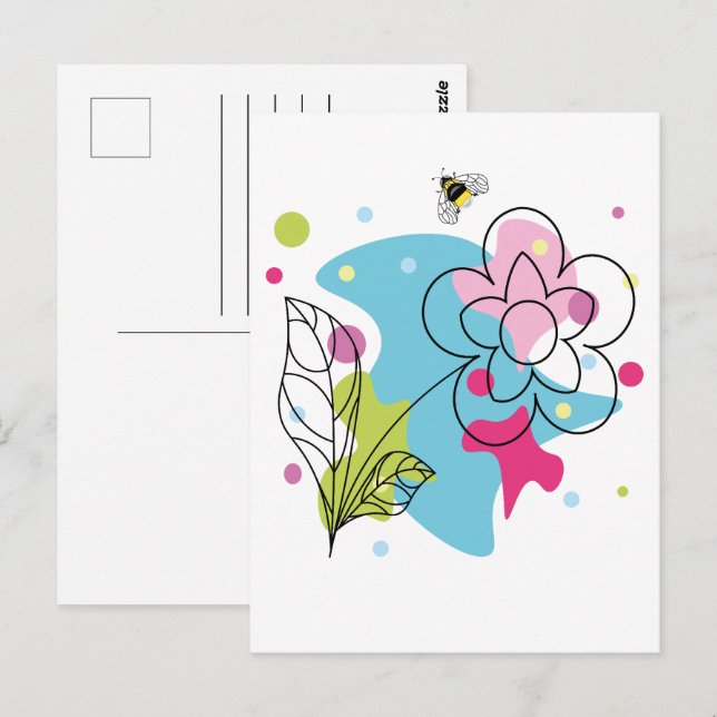 Cartão Postal Padrão de vetor de tendência de uma flor de verão  (Frente/Verso)