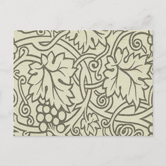 Cartão Postal Padrão de videira verde cinza de William Morris (Frente)