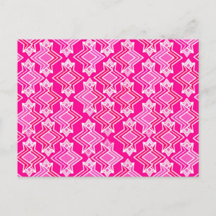Cartão Postal Padrão de Wallpaper Art Deco, cor-de-rosa Fuchsia