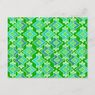Cartão Postal Padrão de Wallpaper Art Deco, Jade Green