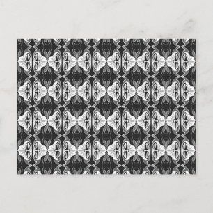 Cartão Postal Padrão de wallpaper Art Deco - preto e branco