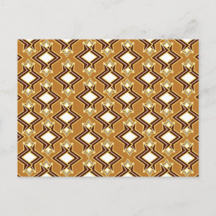 Cartão Postal Padrão de Wallpaper Art Deco, Tan e Brown