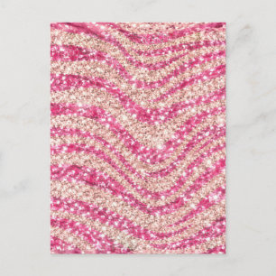 Cartão Postal Padrão de Zebra com Brilho Rosa Menina