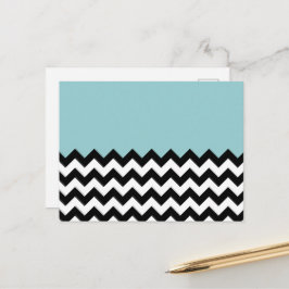 Cartão Postal Padrão de ziguezague preto e branco, Chevron, Azul