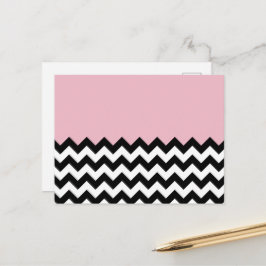 Cartão Postal Padrão de ziguezague preto e branco, Chevron, rosa