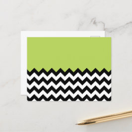 Cartão Postal Padrão de ziguezague preto e branco, Chevron, verd