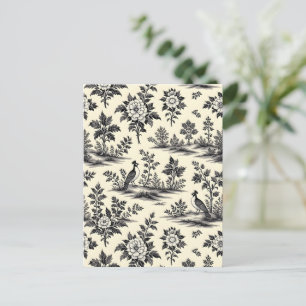Cartão Postal Padrão decorativo de toile francesa