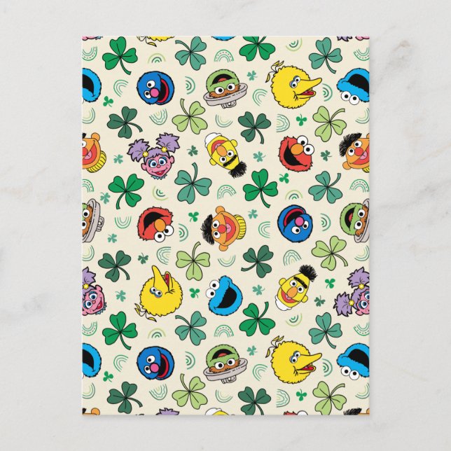 Cartão Postal Padrão do Dia de São Patrício da Sesame Street (Frente)