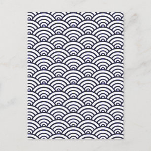 Cartão Postal Padrão do oceano Japonês Azul e Branco