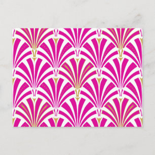 Cartão Postal Padrão do ventilador Art Deco - cor-de-rosa fuchsi