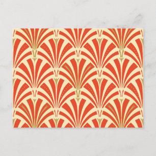 Cartão Postal Padrão do ventilador Art Deco - laranja-mandarina