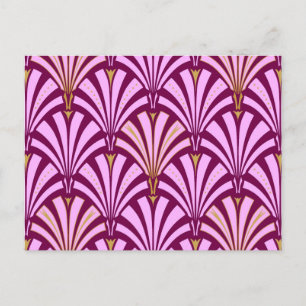 Cartão Postal Padrão do ventilador Art Deco - orquídea e roxo