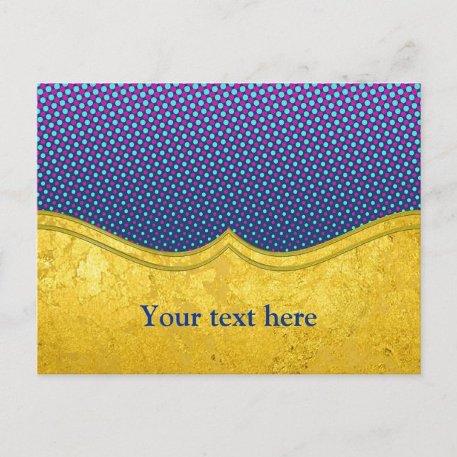 Cartão Postal Padrão DOURADO PURO / folha dourada + sua foto e s (Frente)