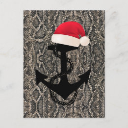 Cartão Postal padrão elegante de SKIN COBRA - ANCHOR + SANTA HAT