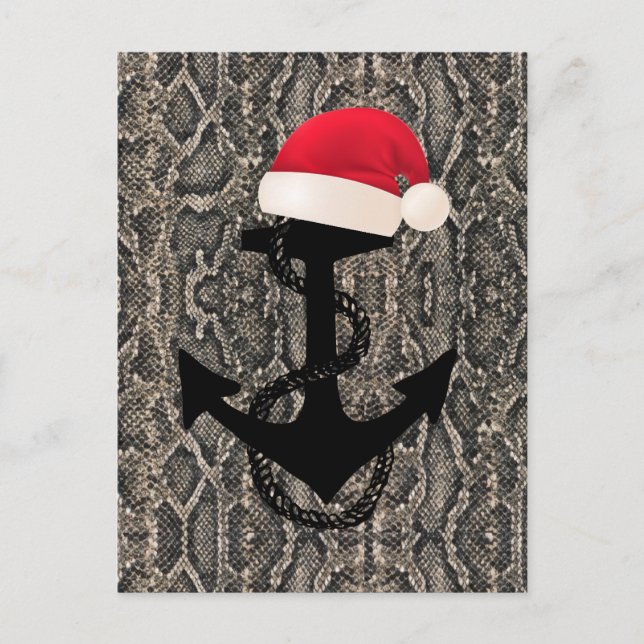 Cartão Postal padrão elegante de SKIN COBRA - ANCHOR + SANTA HAT (Frente)
