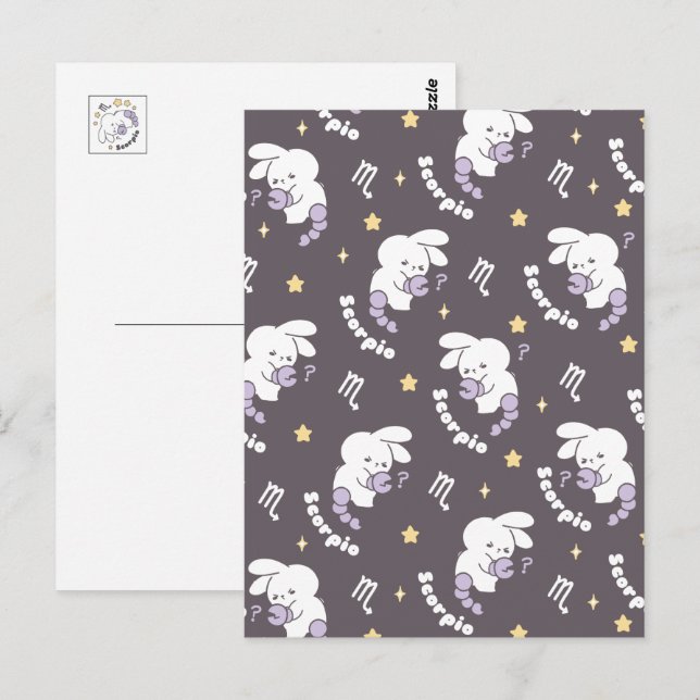 Cartão Postal Padrão Escorpião Cósmico do Loppitokki: Arte de Co (Frente/Verso)