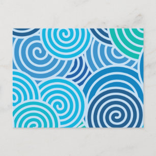 Cartão Postal Padrão Espiral Azul Moderno