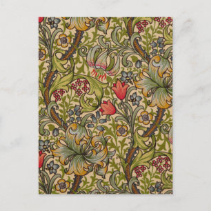 Cartão Postal Padrão Floral Antigo Lírio Dourado de William Morr