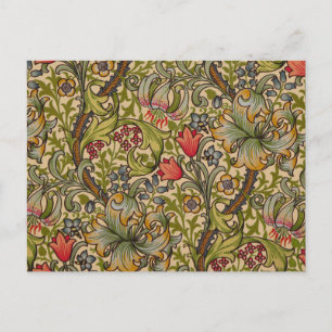 Cartão Postal Padrão Floral Antigo Lírio Dourado de William Morr