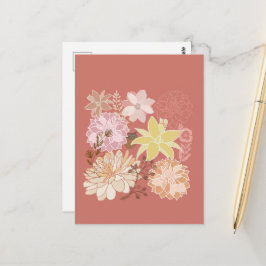Cartão Postal Padrão Floral Boho Rústico
