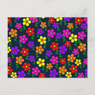 Cartão Postal Padrão Floral Colorido