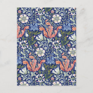 Cartão Postal Padrão Floral Compton 1896 Azul Fundo Morris
