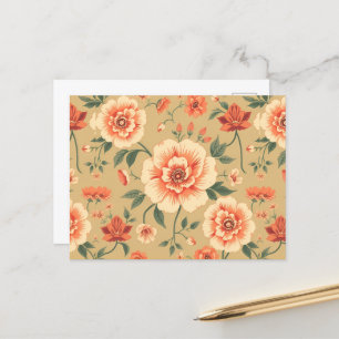 Cartão Postal padrão floral cor-de-rosa poeirento suave