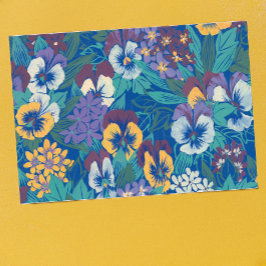 Cartão Postal Padrão Floral de Amor-Perfeito Vintage | Jardim da