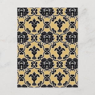 Cartão Postal Padrão floral de papel de parede da vinheta Damask