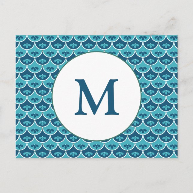 Cartão Postal Padrão Floral do Scallop Cores Personalizadas Salv (Frente)