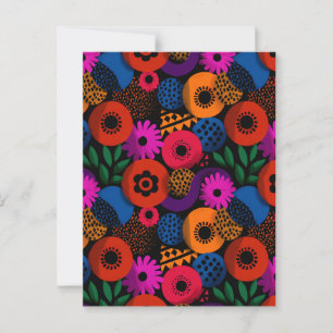 Cartão Postal Padrão Floral e Geométrico de Abstrato vibrante