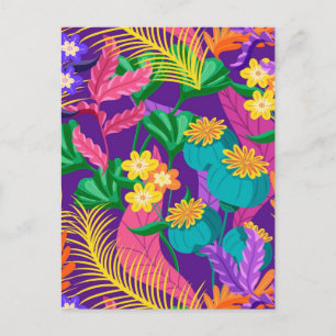 Cartão Postal Padrão Floral Exótico Colorido-23148
